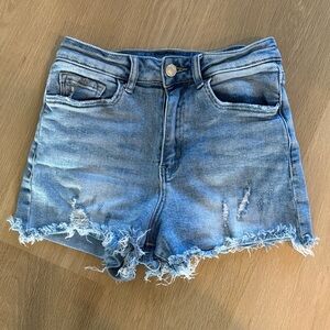 Altar'd State Blue Frayed Jean Shorts